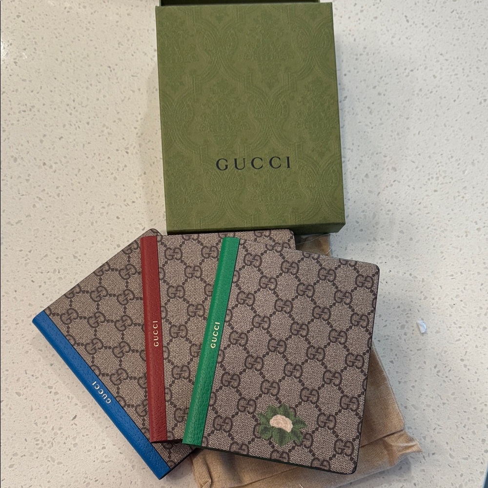 Gucci Beige and Green Notebook with Signature Pattern Gift Set - Picture 3 of 12